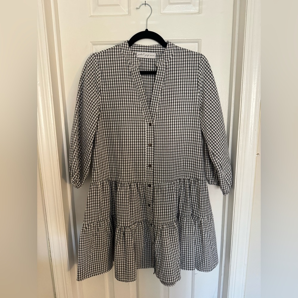 Petal & Pup Monochrome Checkered Mini Dress